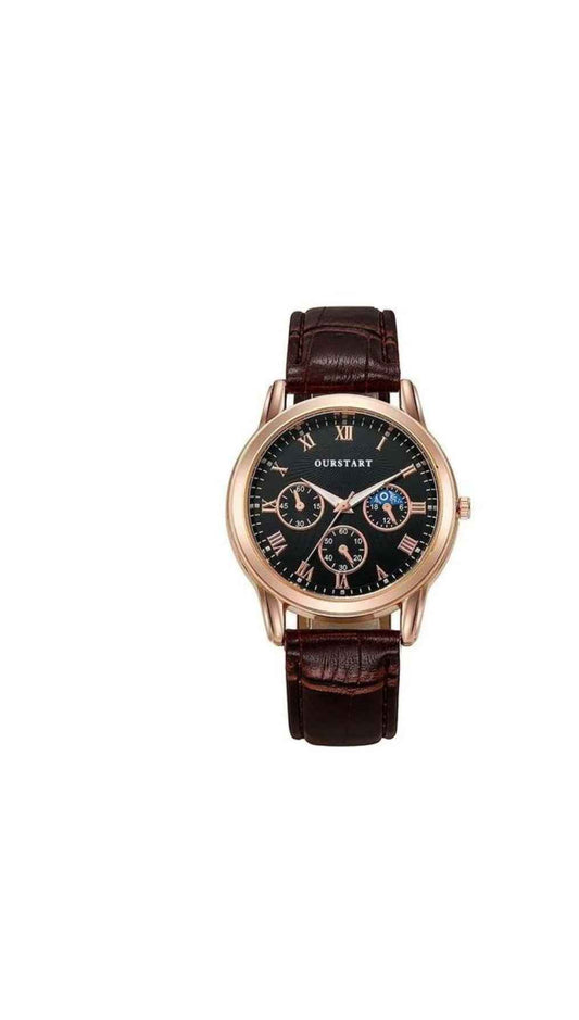 Luxury leather waterproof watch for men