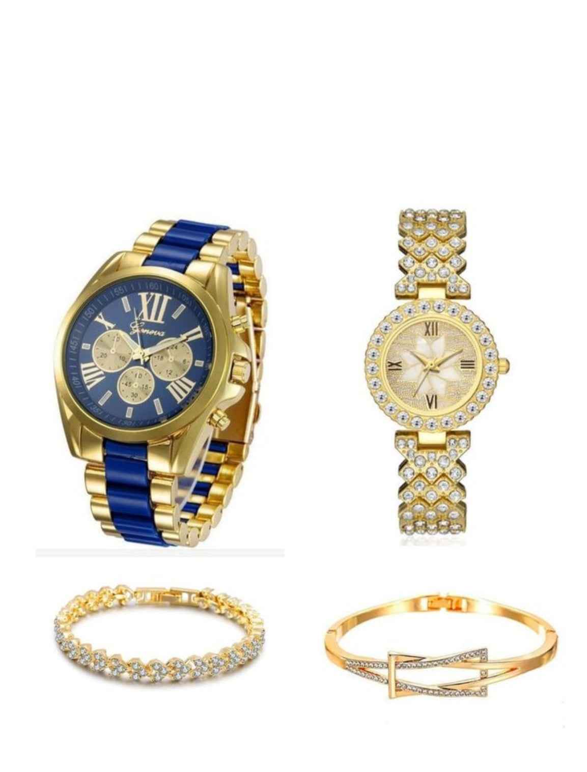 2 set of studded woman wrist watch with bracelets