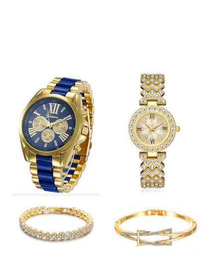2 set of studded woman wrist watch with bracelets