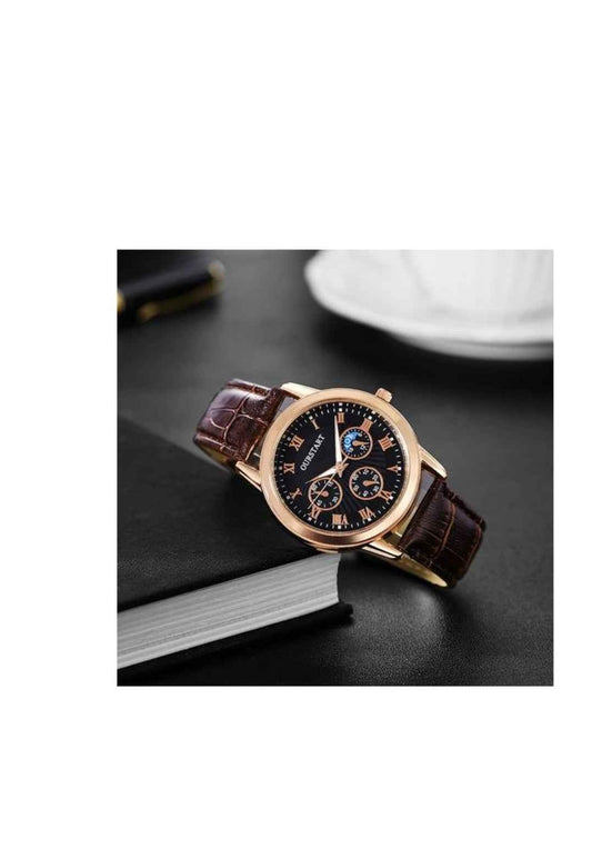 Luxury leather waterproof watch for men